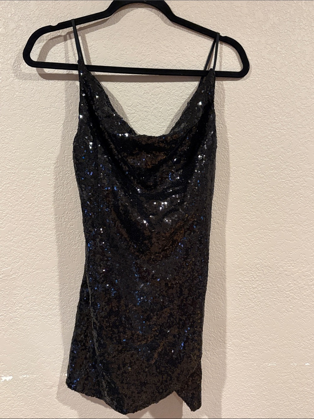 Urban Outfitters Black Sequin Slip Dress